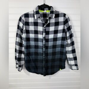 Kind is Cool ombré Buffalo plaid button down. Boys size L 10/12.